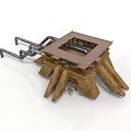 Industrial Mechanical Structure With Square Grid Top Support Legs And Metal Pipes