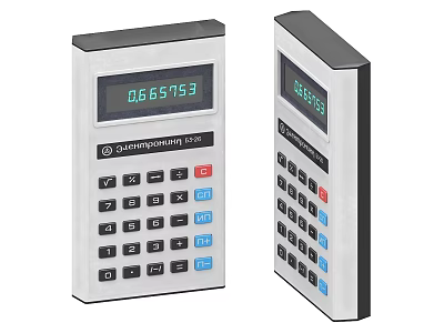 Quantum Scientific QS13 Calculators White Design With Black Blue Buttons And Digital 3d model