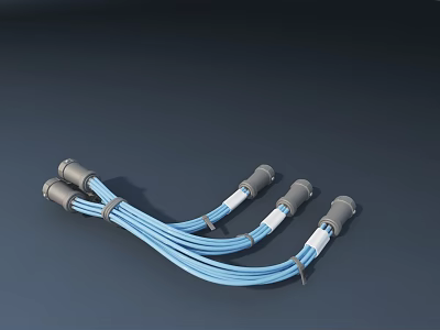 Residential Electrical Switch Panel With Bundled Blue Cables And Gray Connectors 3d model