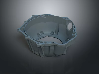Gray Mechanical Housing Part With Structural Design And Mounting Holes For Industrial Use 3d model
