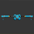 Blue Robot Game And Movie Character With Red Ears Orange Joints Outstretched Arms
