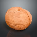 Single Whole Natural Walnut with Rough Shell on Dark Shiny Surface 3d model