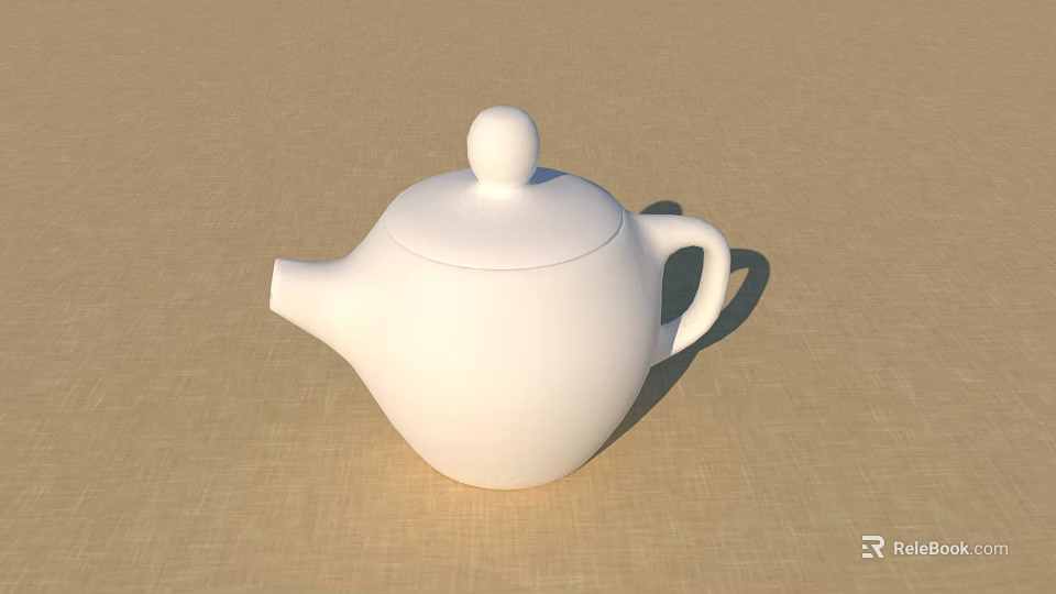Elegant White Ceramic Teapot With Smooth Surface As Classic Ceramic Vessel For Daily Use 3d model 