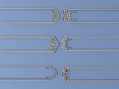 Decorative Carvings With Symmetric Line Patterns For Decorative Strips And Borders On Blue Background 3d model
