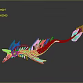 Modern Commercial Equipment With Pink Purple Streamlined Design Wing Like Structures And Reflective Base