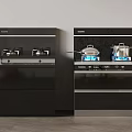 Sleek Black Kitchen Integrated Cooker With Gas Burners And Range Hood