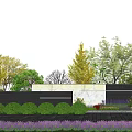 Modern Garden Feature Wall With Lush Greenery Colorful Flowers Trees And Stone Pavement