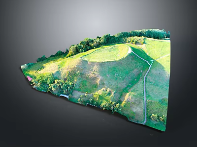 Scenic Rolling Green Hillside With Lush Fields Winding Path And Trees 3d model