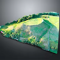 Scenic Rolling Green Hillside With Lush Fields Winding Path And Trees