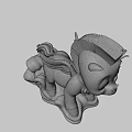 Cute White Cartoon Pony With Blue Mane Wings Standing On Yellow Cloud
