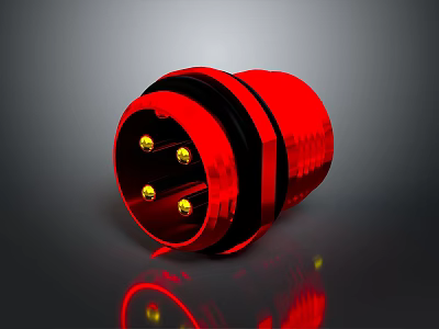 High Performance Red Computer Connector With Black Edges And Gold Plated Contacts 3d model