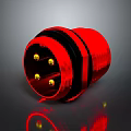 High Performance Red Computer Connector With Black Edges And Gold Plated Contacts 3d model