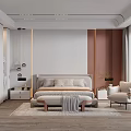 Modern Bedroom Interior With King Bed Wooden Flooring And Floor to Ceiling Windows
