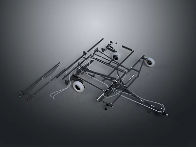 Heavy Duty Metal Chassis Frame With Multiple Wheels And Metal Support Rods 3d model