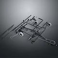 Heavy Duty Metal Chassis Frame With Multiple Wheels And Metal Support Rods