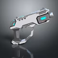 Futuristic Sci Fi Weapon With White Gray Body And Blue Glowing Accents