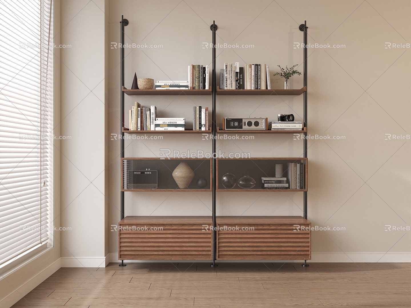 French Floor Bookcase Storage Rack 3d model