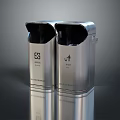 Stainless Steel Dual Trash Bins With Recycling Icons For Public Facilities