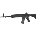 Black Modern Assault Rifle with Barrel Magazine and Tactical Stock for Military Use