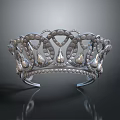 Elegant Silver Crown Featuring Intricate Filigree Design Teardrop Decorations And Pearls