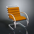 Modern Stylish Accent Chair With Orange Padded Seat And Chrome Metal Frame