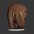 Red Elephant Sculpture With White Base And Blue Eyes Decorative Art Piece
