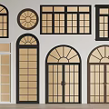 Window combination casement window arched window floor-to-ceiling window swing door 3d model