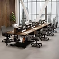 Modern Industrial Solid Wood Office Desks With Partitions For Spacious Open Plan Team Workplace
