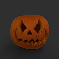 Artistic Pumpkin Sculpture Carving With Intricate Face Design And Decorative Details