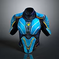 Blue And Yellow Sci Fi Upper Body Armor With Detailed Futuristic Design