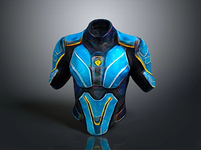 Blue And Yellow Sci Fi Upper Body Armor With Detailed Futuristic Design 3d model