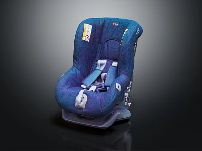 Blue Child Car Seat With Harness Straps And Comfortable Kid Friendly Design 3d model