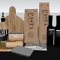 Essential Kitchenware Set With Wooden Cutting Board Olive Oil Bottles Pasta Boxes And Spice Jars