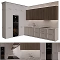 Modern Kitchen Featuring White Lower Cabinets Dark Wooden Upper And Built In Appliances