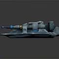 Futuristic Cosmic Spaceship 3D Model With Silver Blue Design And Engines