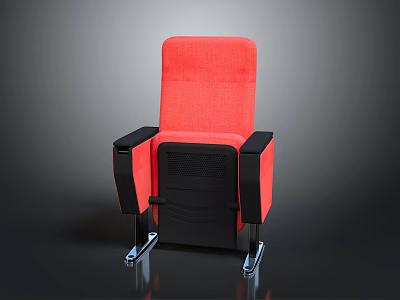 Red Upholstered Chair With Black Armrests Black Base And Metal Legs 3d model