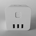 White Square Switch Panel With Single Button And Three Sockets Design
