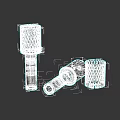 Green Cylindrical Weapon Components Featuring Grid Patterned Bodies And Base Structures 3d model