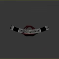 Mythical Shield Weapon Featuring Red Demon Horns Wooden Surface Silver Decorative Edges
