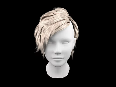 Game and Movie Character White Head With Blonde Short Messy Hairstyle On Black Background 3d model