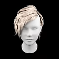 Game and Movie Character White Head With Blonde Short Messy Hairstyle On Black Background