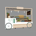 Mobile Food Cart Featuring Wooden Structure Top Logo And Beverage
