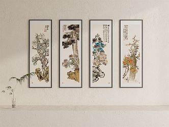 New Chinese Plant Painting Decorative Painting 3d model