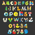 Colorful Children's Wall Decor With Alphabet Letters Numbers And Cartoon Characters