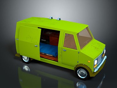 minibus minivan driverless bus school bus van box car 3d model