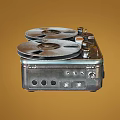 Vintage Open Reel Tape Recorder Classic Household Appliance with Metal Control Panel and Knobs