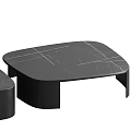 Modern Coffee Table Set of Two with Black Textured Surface and Sleek Lines