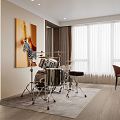 Modern Entertainment Room Drum Equipment Study Leisure Entertainment Room Music Room 3d model