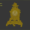 Ornate Gold Decorative Furniture Clock With Intricate Carvings And Roman Numerals