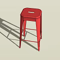 Red Metal Bar Stool With Square Seat And Modern Design For Kitchen